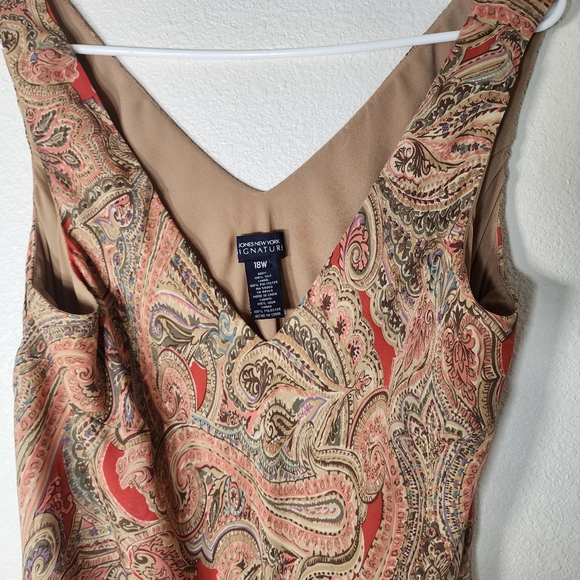 Jones New York Signature women midi dress Tan/ brown/red Size 18W - Picture 5 of 10